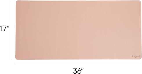 Smead Desk Pad, Vegan Leather Mat with Non-Slip Faux Suede Backing, Large 36” x 17” Dusty Rose Organizer