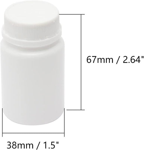 Othmro PE Plastic Lab Chemical Reagent Bottles 20pcs, 60ml/2oz Wide Mouth 25mmID Round Sample Liquid Storage Container Sealing Bottles White with Cap by Othmro