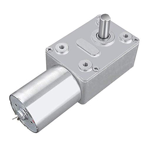 DC 12V High Torque Worm Gear Motor, Reversible Speed Reducing Gear Motor with Female Shaft (5RPM)