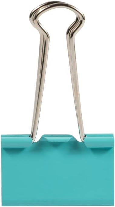 JAM PAPER Colorful Large Binder Clips, 1 1/2 Inch (41 mm) Teal Binderclips - 12/Pack