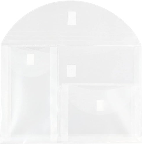 JAM PAPER Multi Pocket Envelopes, Plastic with Hook & Loop Closure, 3 Pockets, Letter Booklet, 9 3/4 x 13, Clear,
