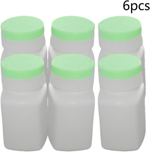 Othmro 6pcs PE Lab Chemical Reagent Bottle, 90ml Wide Mouth Sample Sealing Liquid Storage, White Container Green Cap