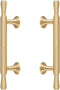 SANCHAKOU Drawer Pulls 2 Pack Wardrobe Door Brass Handle Gold Single Hole Double