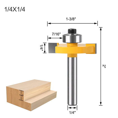 1/4 Inch Set, 3 6 Set (1/8", 1/4", 5/16", 3/8", 7/16", 1/2" (1/4 Inch) WSOOX Shank Rabbet Router Bit Pieces Rabbeting