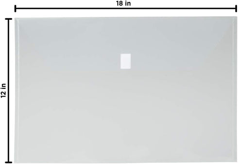 JAM PAPER Plastic Envelopes with Hook & Loop Closure - Jumbo Booklet - 12 x 18 - Clear - 12/Pack