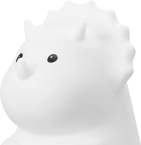 13272 Globe Electric Terry Triceratops Multicolor Changing Integrated LED Rechargeable Silicone Night Light Lamp, White