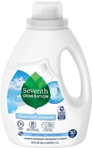Seventh Generation Liquid Laundry Detergent Biodegradable Free & Clear Washing Detergent 50 oz