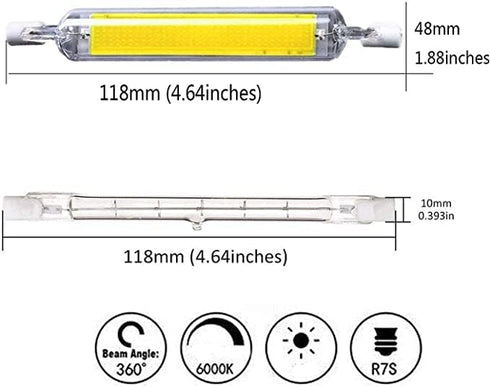 15W R7S LED Bulbs 4 Pack, 118mm 150W Halogen Equivalent, J-Type 120V Dimmable T3 R7s Base Double Ended Flood Light