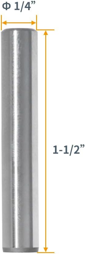 POWERTEC 71475 Hardened Steel Dowel Pins, 1/4 Inch, Heat Treated for Accurate Alignment, 10 Pack