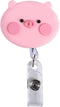 Pink Pig Retractable Badge Reel, Name Card Holder Lanyard, Cute Nurse Badge Holder for Office, School Supplies