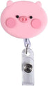 Pink Pig Retractable Badge Reel, Name Card Holder Lanyard, Cute Nurse Badge Holder for Office, School Supplies