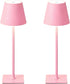 LamparaDecor Pink Rechargeable Table Lamp Set of 2,Cute Small Pink lamp for Girls