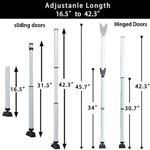 2-in-1 Jammer Door Security Bar & Sliding Patio Door Stopper Security Bar Child Proof Adjustable Constructed of High