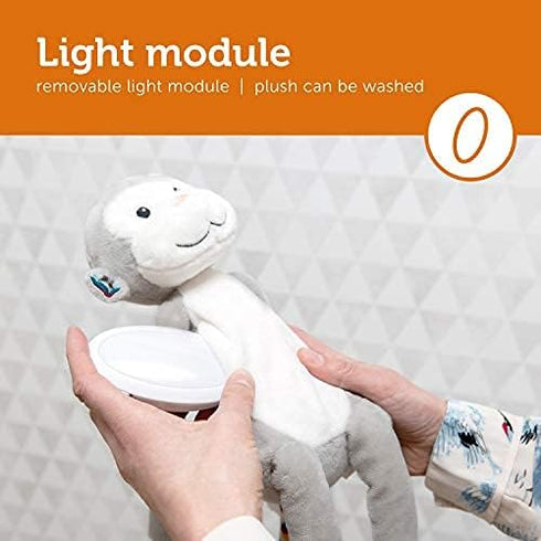 Zazu Kids Nightlight Plush Toy - Max The Monkey Stuffed Animal Night Light with Soothing Sound Machine for Babies