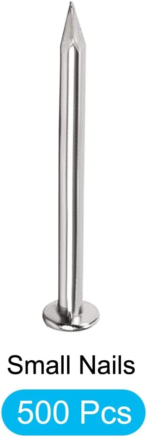 Small Nails (1.4x13mm) 500pcs, Carbon Steel Tiny Hardware Nails for Household Woodworking, Silver Tone