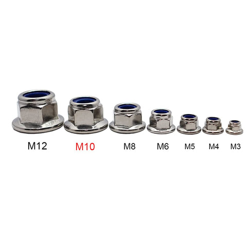 STORMCUBE M10x1.5mm DIN6926 12 Pack 304 Flange Nylon Lock Nuts Stainless Steel Hex Locknuts Full Thread for Industrial