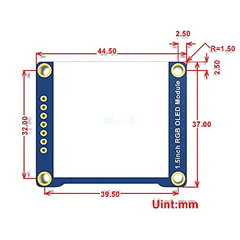 Midzoo 1.5 inch 128128 16-bit 65K Communicate Pi/STM32 RGB OLED Module Pixels Colors Embedded SPI Interface Controller