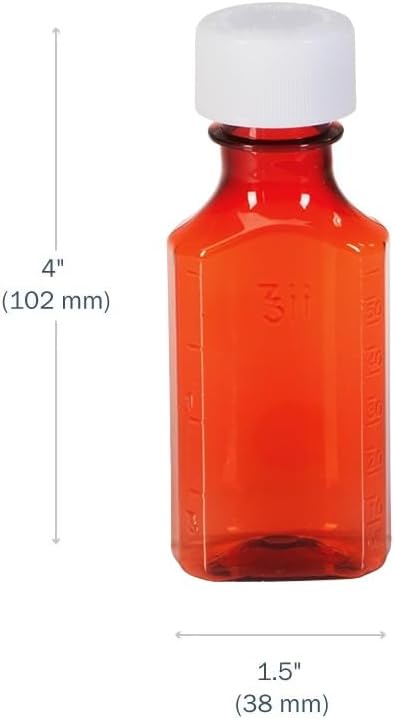 Sandhill Tools Pharmacy Liquid Medicine Leak Proof Bottles, 2 Oz with Child Resistant Caps, Perfect for Travel,