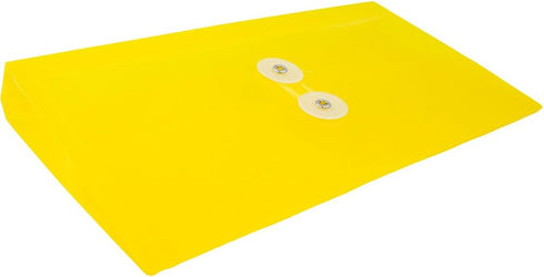 JAM PAPER Plastic Envelopes | Button & String Tie Closure | #10 Business Booklet | 5 1/4 x 10 | Yellow | 12/pack