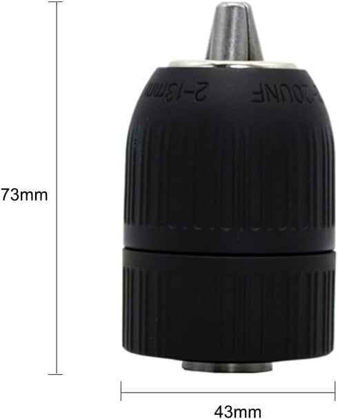 YXQ 2.0-13mm Tapered Keyless Drill Chuck, 1/2"-20 UNF Mount, Quick Change Electric Drill Tool