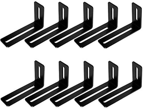 10 PCS 4" Black Adjustable L-Shape Corner Brace with Slot, Steel Right Angle Brackets for Fixing Furniture, Max Load 30