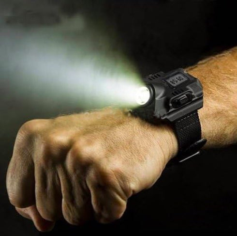 Maxbei Waterproof LED Tactical Display Rechargeable Wrist Watch Flashlight Multi Tools Outdoor Lighting