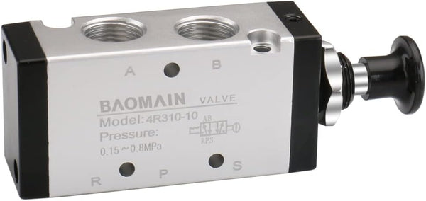 Baomain Hand Pull Valve, 2 Position 5 Way G3/8 Air Hand Lever Operated Valve, Manual Control Push-Pull