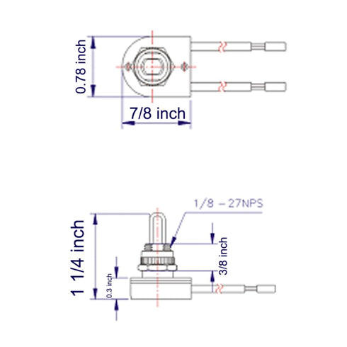ZE-107M E89885 2 3A250VAC 6A125VAC 3/8" Wire Push Button Light Switch Replacement Kit On Off w/Nickel Plated knob