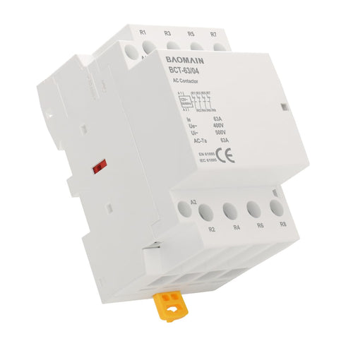 Baomain Normally Closed AC Contactor AC Coil 63A 4 Pole Universal Circuit Control 35mm DIN Rail Mount CE Listed 4NC BCT-63/04 (AC12V)