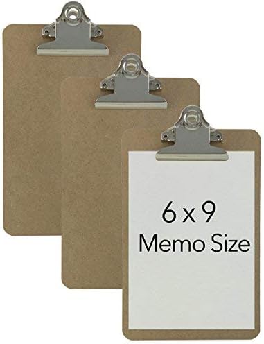 Trade Quest Memo Size 6'' x 9'' Clipboards, Standard Clip Hardboard, Pack of 3 (Pen Not Included)