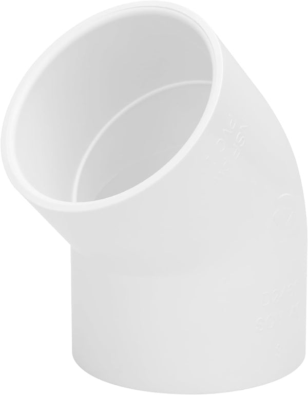 3" 45 Degree PVC Elbow Pipe Fitting Connector, Socket x Socket for Home Sewer Plumbing Water Line