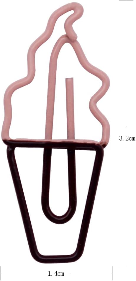 Gullor 20 Cute Paper Clips, Vegetable Shape Paperclips, Memo Clips, Shaped Bookmarks, Pieces, Ice Cream