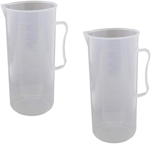 Othmro 2000ml Measuring Cup, Plastic Graduated Beaker with Handle for Lab Kitchen Liquids, 2pcs