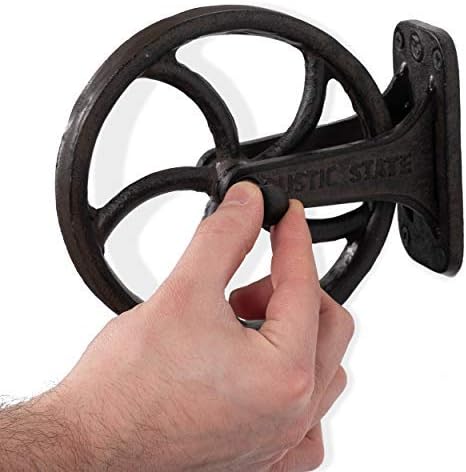 6.75 Inch Rustic State Halat Cast Iron Vintage Industrial Wheel Farmhouse Wall Mount Pulley Diameter for Custom Make
