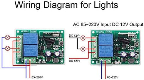 110V 120V 220V 2-Channel 433MHz 4 (KR2202) QIACHIP Wireless RF Remote Control Relay Switch Universal Receiver with pcs