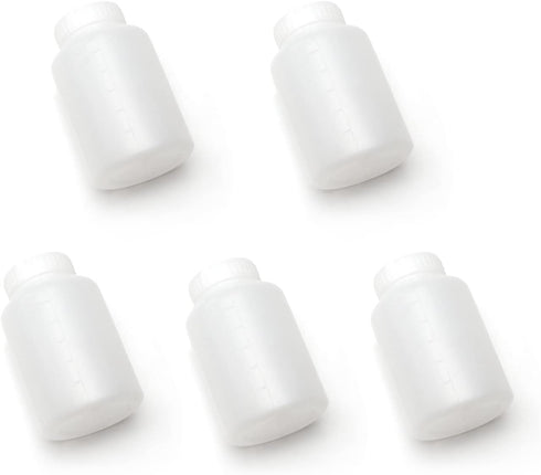 Othmro 5Pcs 150ml Plastic Bottle Lab Cylindrical Chemical Reagent Polyethylene Bottle Wide Mouth Liquid Solid Round Bottle Sample Sealing Storage Bottles Liquid Storage Container for Lab Factory White by Othmro