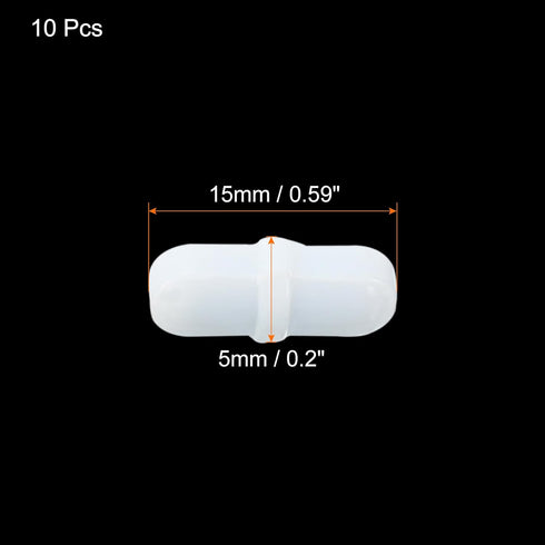 MECCANIXITY Magnetic Stirrer Mixer Stir Bar Rod 15mm/0.59" Cylinder Shape PTFE Coating Magnet White for Laboratory 10Pcs