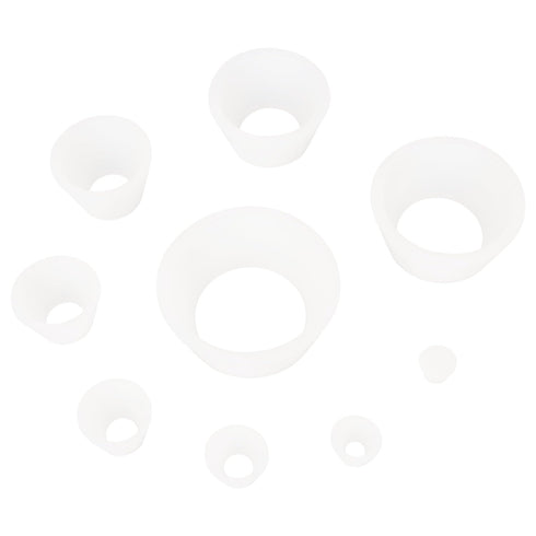Filter Adapter Cones, Durable Tapered Collar Silicone Stopper Set, Pack of 9, White