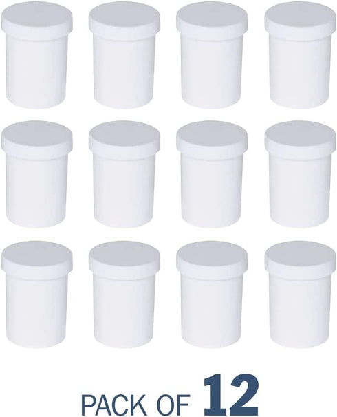EZY DOSE Ointment Jar and Container, Screw on Cap, Leak-Proof Container for Creams and Balms, Durable Design, Ideal for DIY Skincare and Herbal Remedies, 1/2 oz Capacity, White (Pack of 12) by EZY DOSE