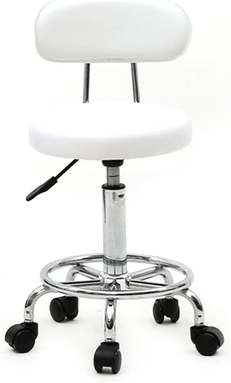 Volowoo Semi-PU Leather Nylon Stool,Multi-Purpose Adjustable Spa Bar Stool on Wheel for Work,