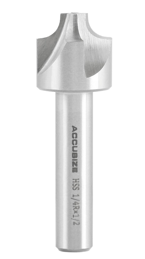 Accusize Industrial Tools Hss Corner Roudning End Mill, 1/4'' Radius, 1/2'' Shank Diameter, 1'' Largest Dianmeter, 3-1/8'' Oal, 1011-1412