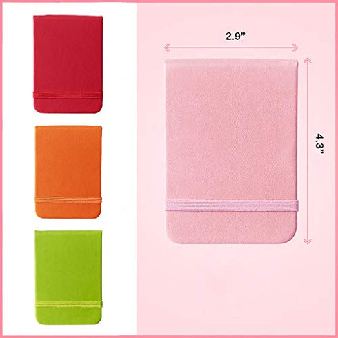 Ytzada Pocket Notebook 4 Pack, Small Softcover Mini Journal Notepad 2.9" x 4.3", 96 Sheets - 192 Lined Pages Elastic Closure Notebook for Traveler