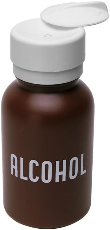MENDA 35601 8oz Alcohol Dispensing Bottle, HDPE, Brown with Lasting-Touch Pump