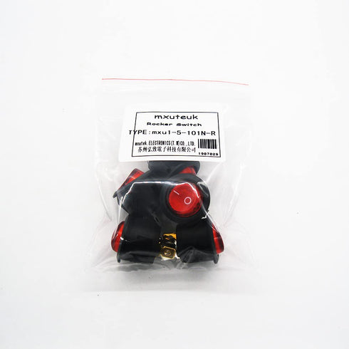mxuteuk 5pcs Snap-in AC110/120V Lighted Round Rocker Switch, Illuminated Boat Toggle Power Switch Red Light