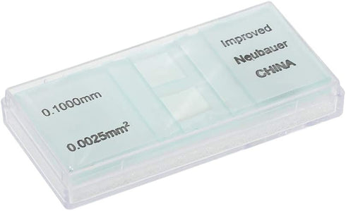 Improved Neubauer Hemocytometer Blood Cell Count Plate, Glass Microscope Slide Coverslip Counting Chambers