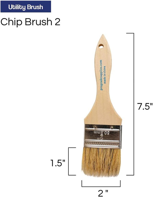 Pro Grade - Chip Paint Brushes - 12 Ea 2 Inch Chip Paint Brush Light Brown by Pro Grade