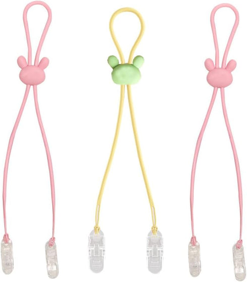 VASANA 3 Pcs Silicone Dental Bib Clips with Neck Chain,Colorful Napkin Holders for