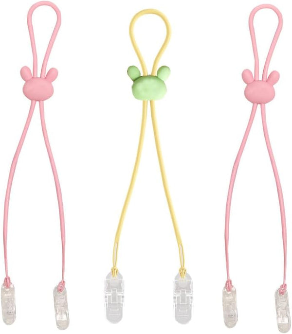 VASANA 3 Pcs Silicone Dental Bib Clips with Neck Chain,Colorful Napkin Holders for