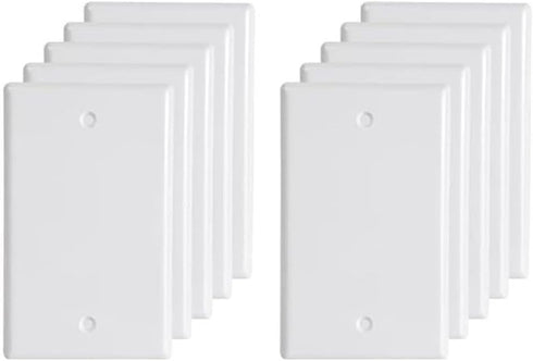 Blank Wall Plates 1-Gang, Unbreakable Thermoplastic Electrical Cover Plate for Light Receptacle Outlet (10 Pack)