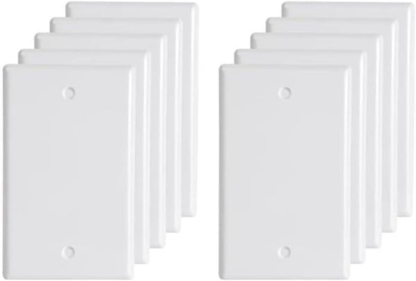 Blank Wall Plates 1-Gang, Unbreakable Thermoplastic Electrical Cover Plate for Light Receptacle Outlet (10 Pack)